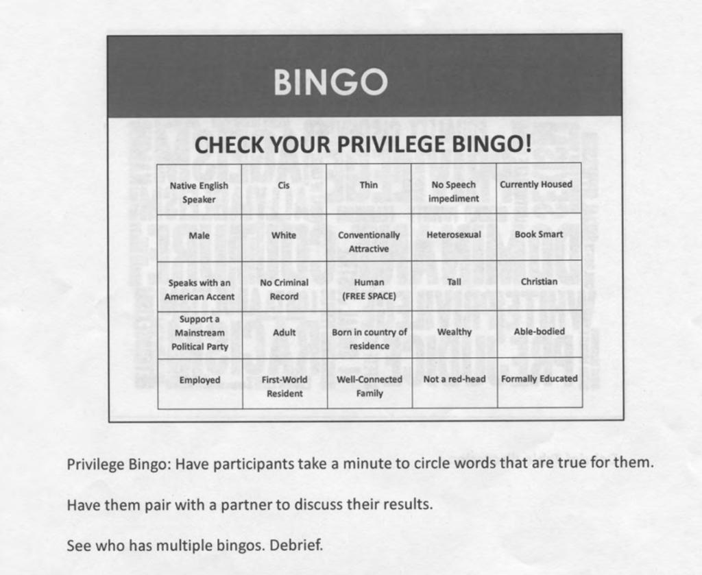 Privilege Bingo